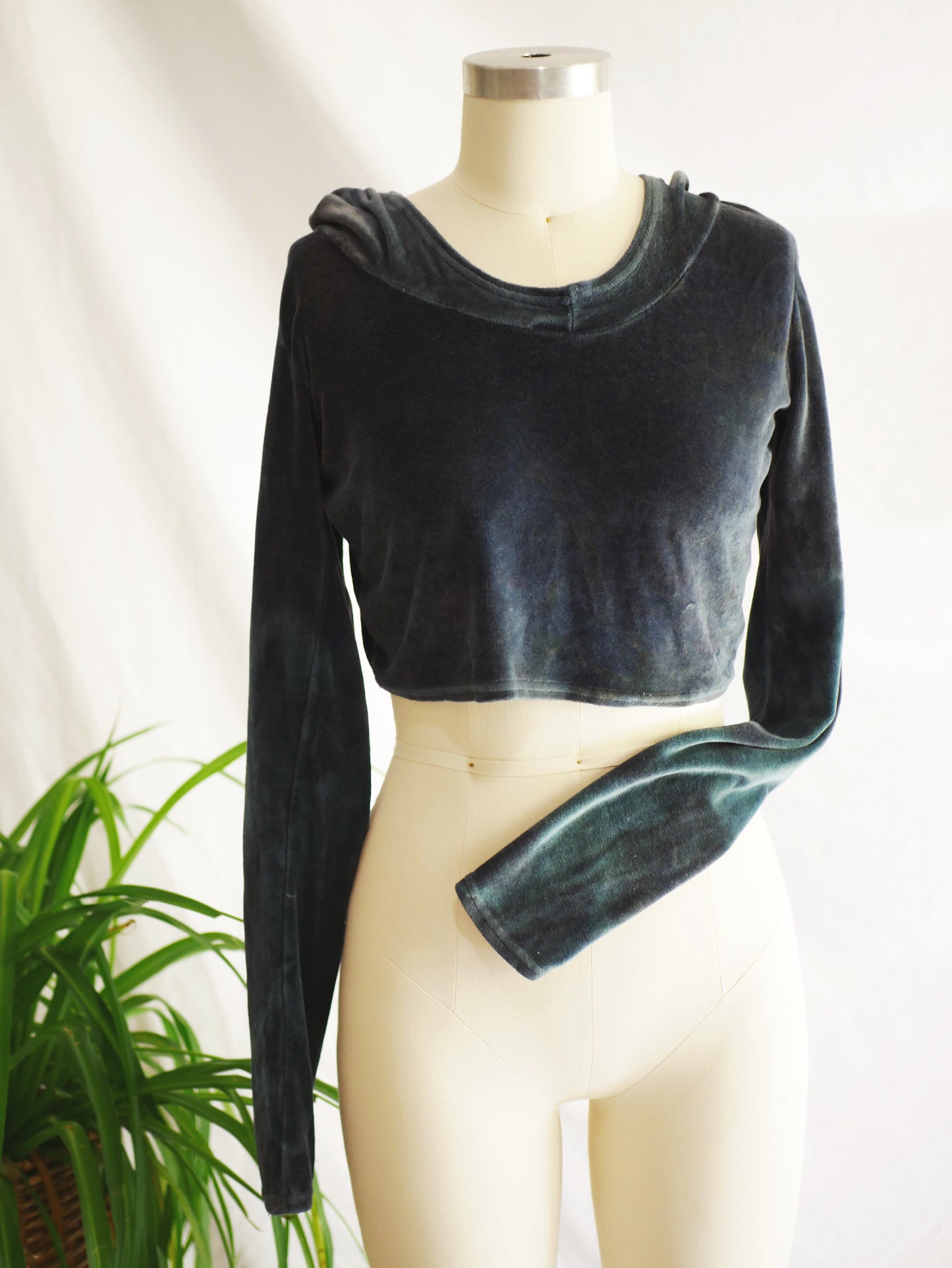 HOODED VELOUR CROP - XSmall